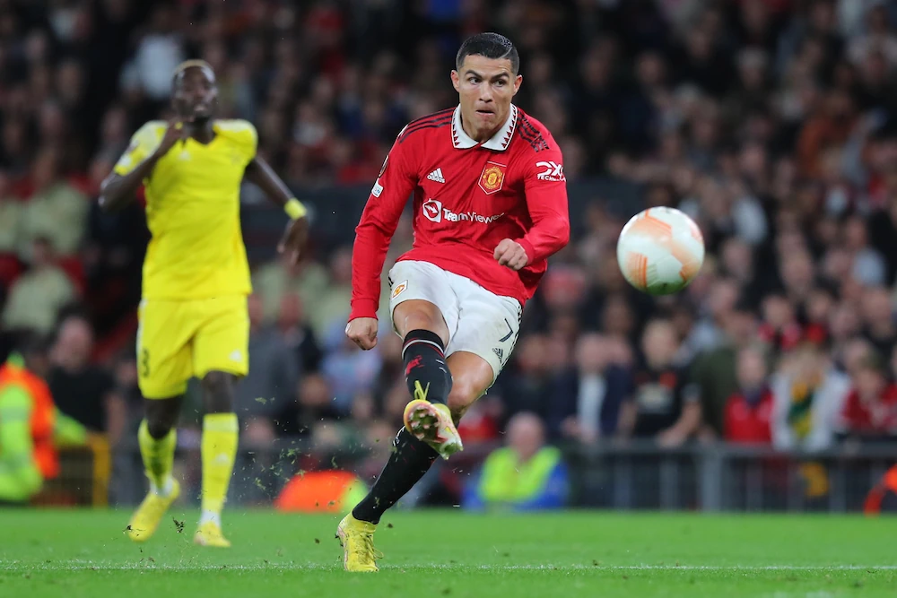 Cristiano Ronaldo ici en train de jouer pour Manchester United