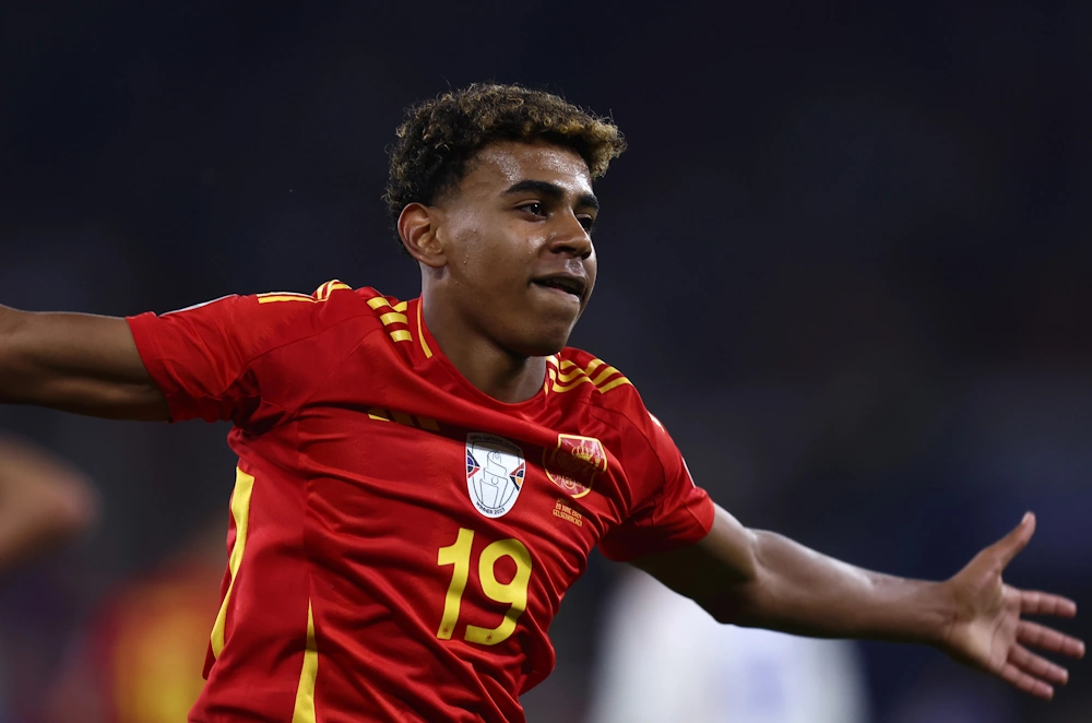 Lamine Yamal après avoir marqué un but pour l'Espagne