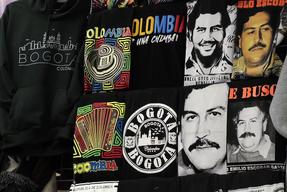 T-shirts de Pablo Escobar en vente à Bogota