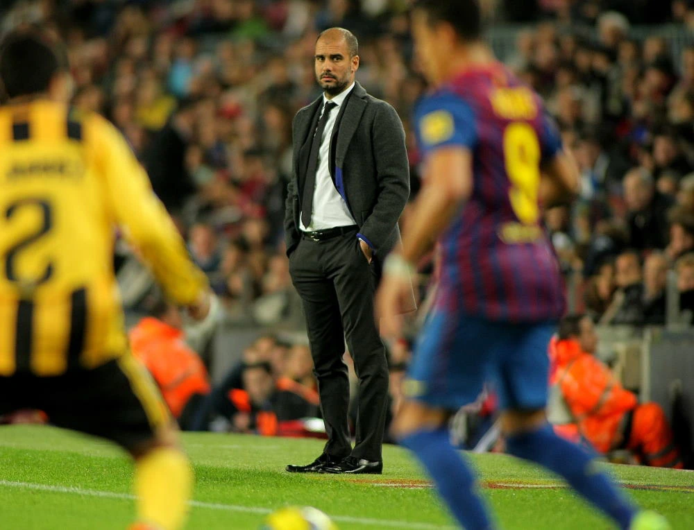Pep Guardiola alors qu'il entraînait Barcelone