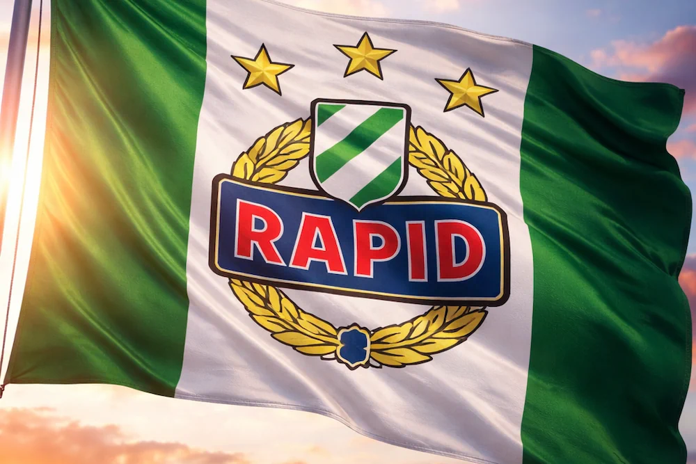 Drapeau du Rapid Vienne à l'aube